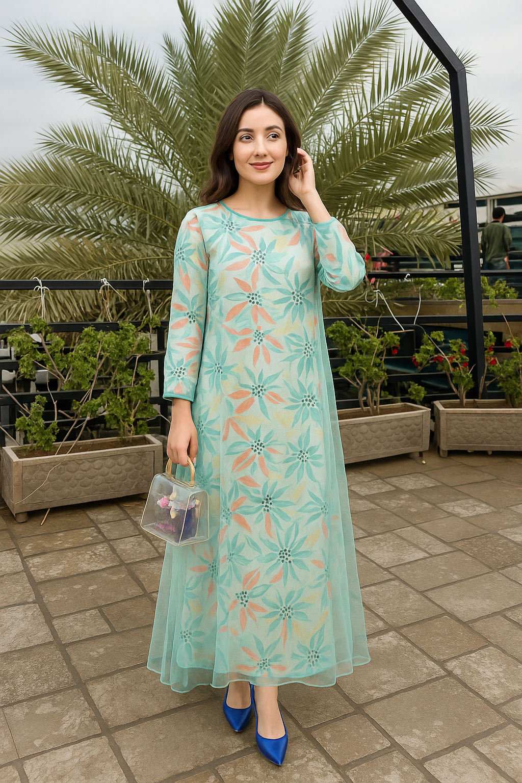 Mint Blossom Mesh Dress