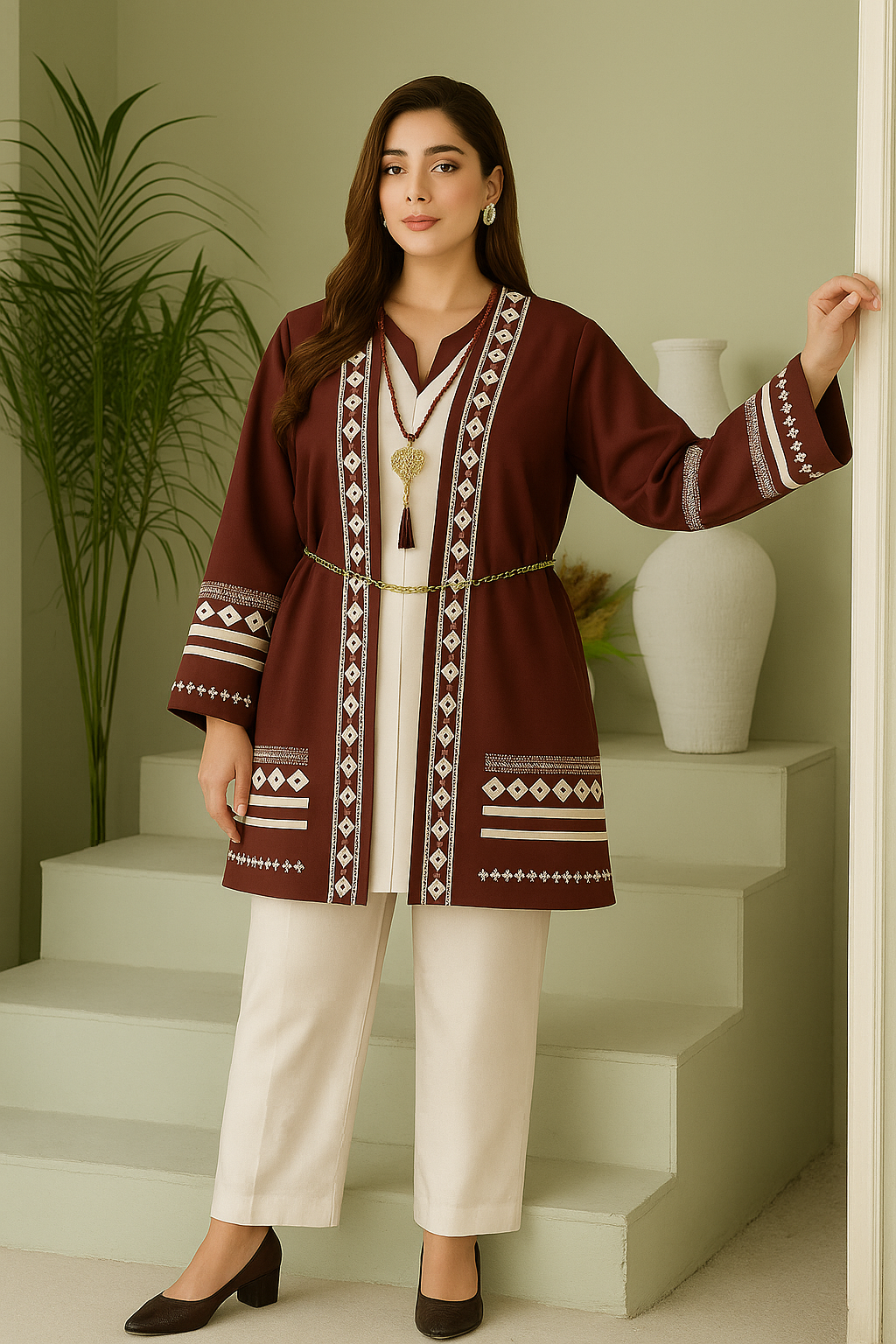 Zarqa Maroon Heritage shirt