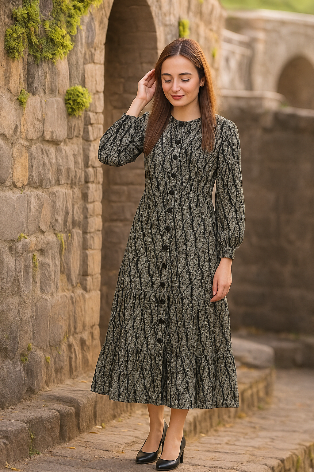 Black textured Maxi