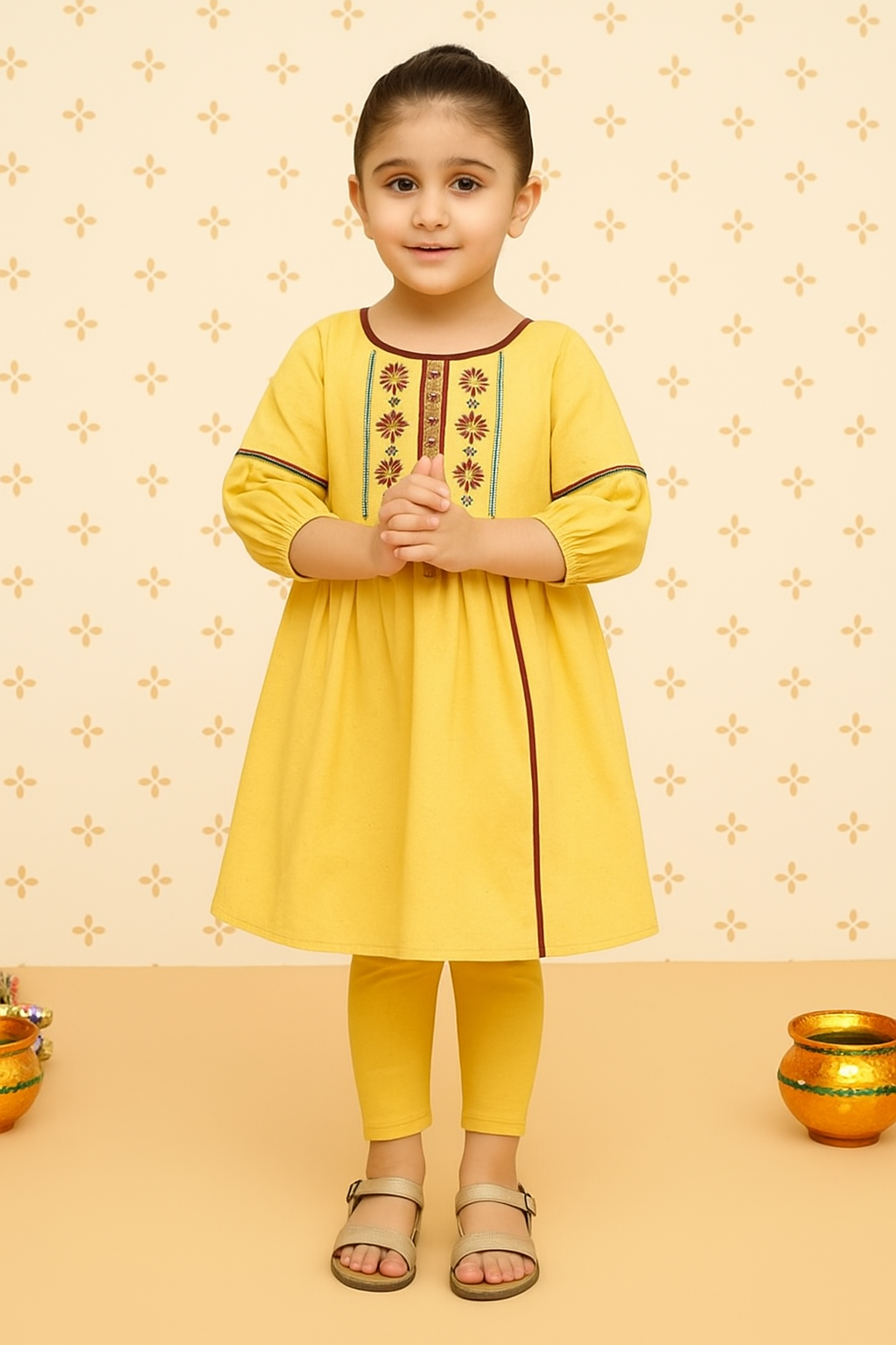 Golden Petal Heritage Frock