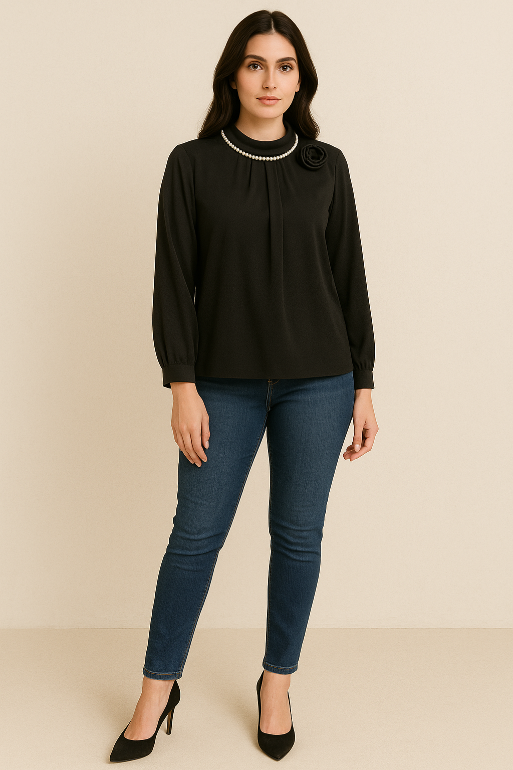 Midnight Elegance Pearl Top