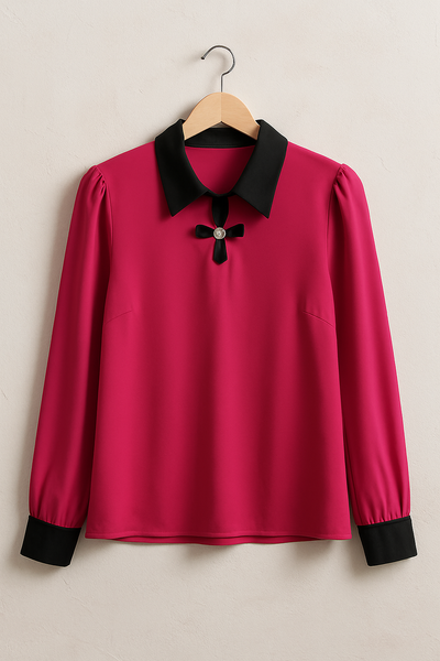 Crimson Charm Collar Top