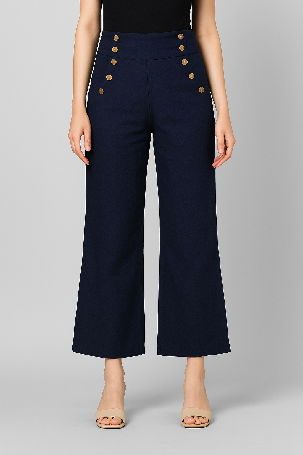 Golden Button-Flare Jeggings