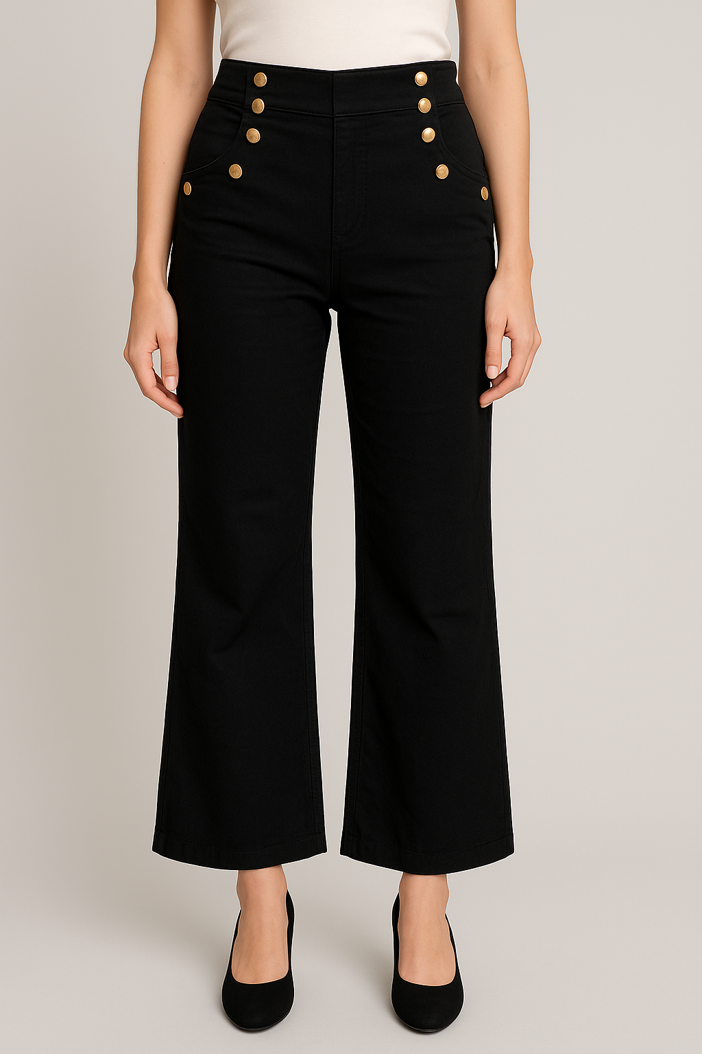 Golden Button-Flare Jeggings