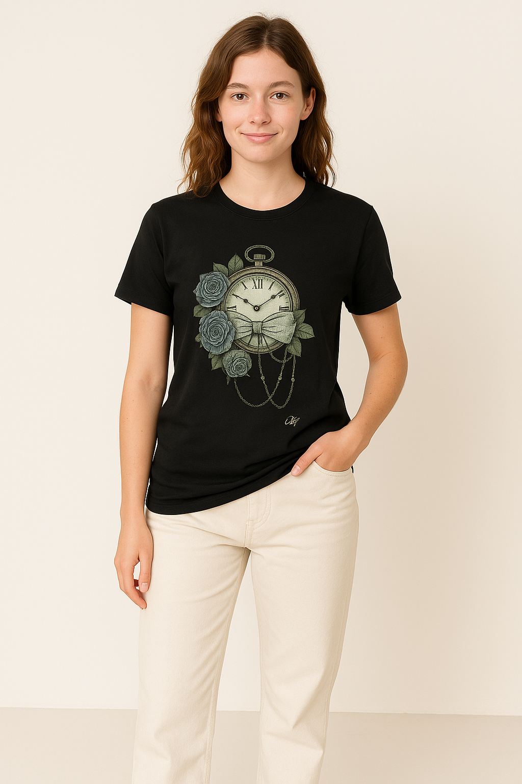 Midnight Bloom Timepiece Tee