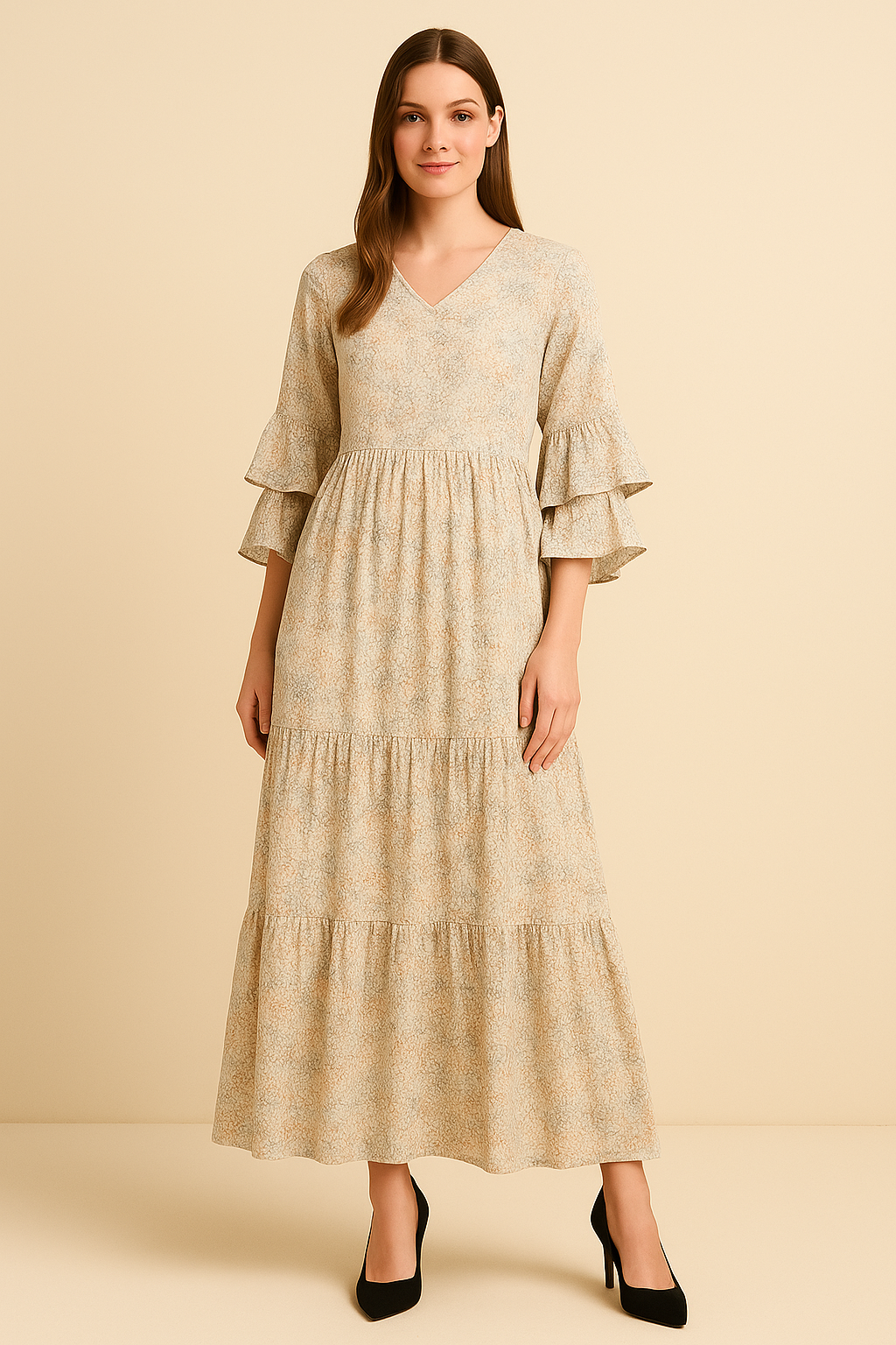 Whispering Dusk Tiered Dress
