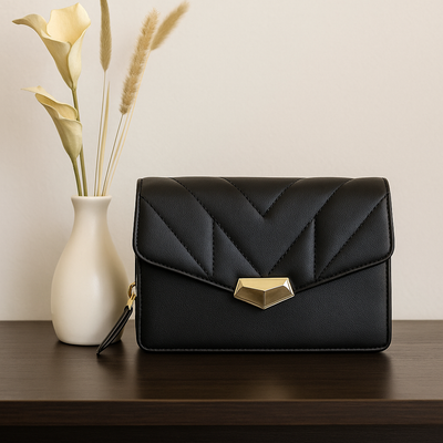 Noir Arrow Quilted Clutch