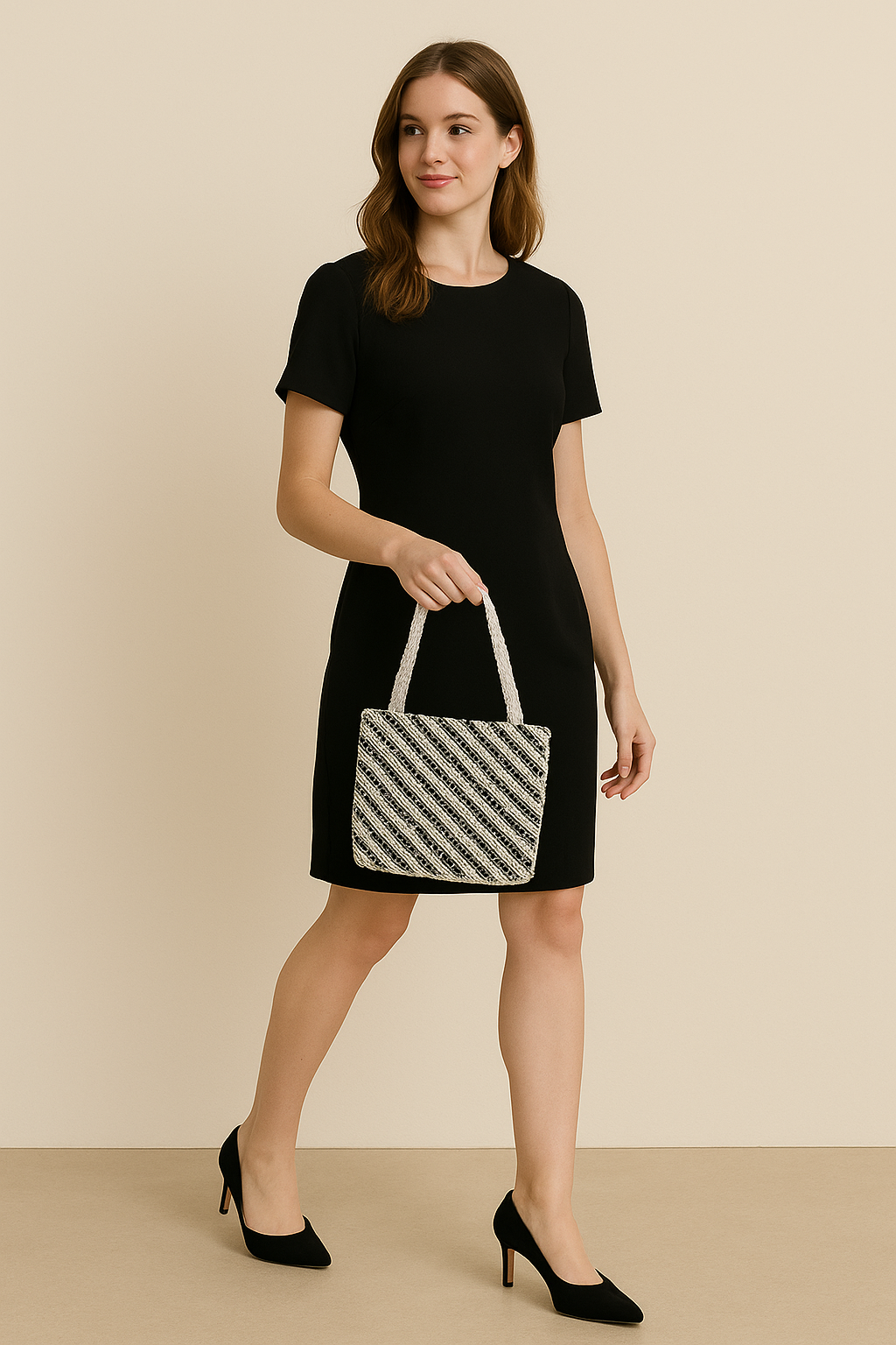 Ivory Noir Bead Tote