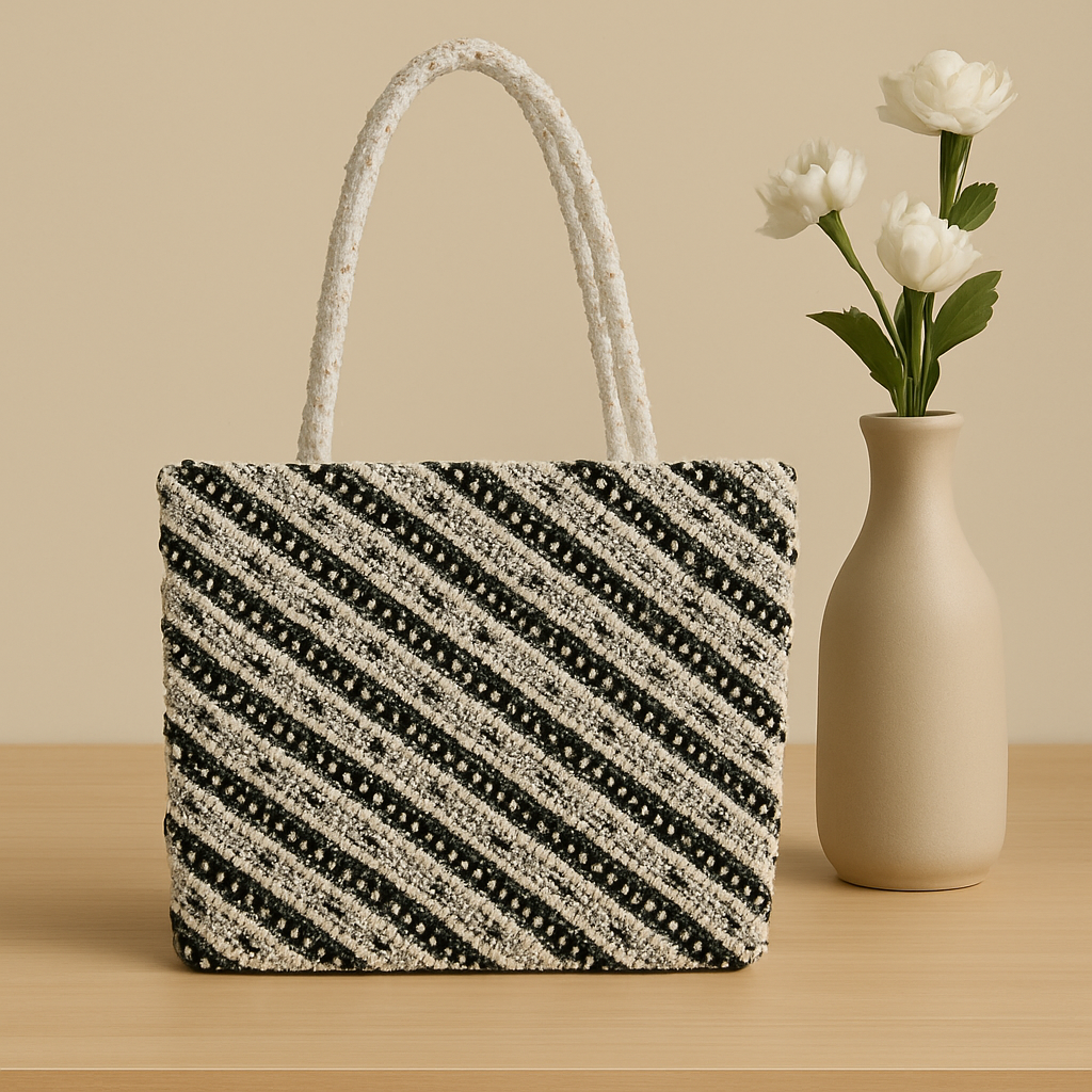 Ivory Noir Bead Tote