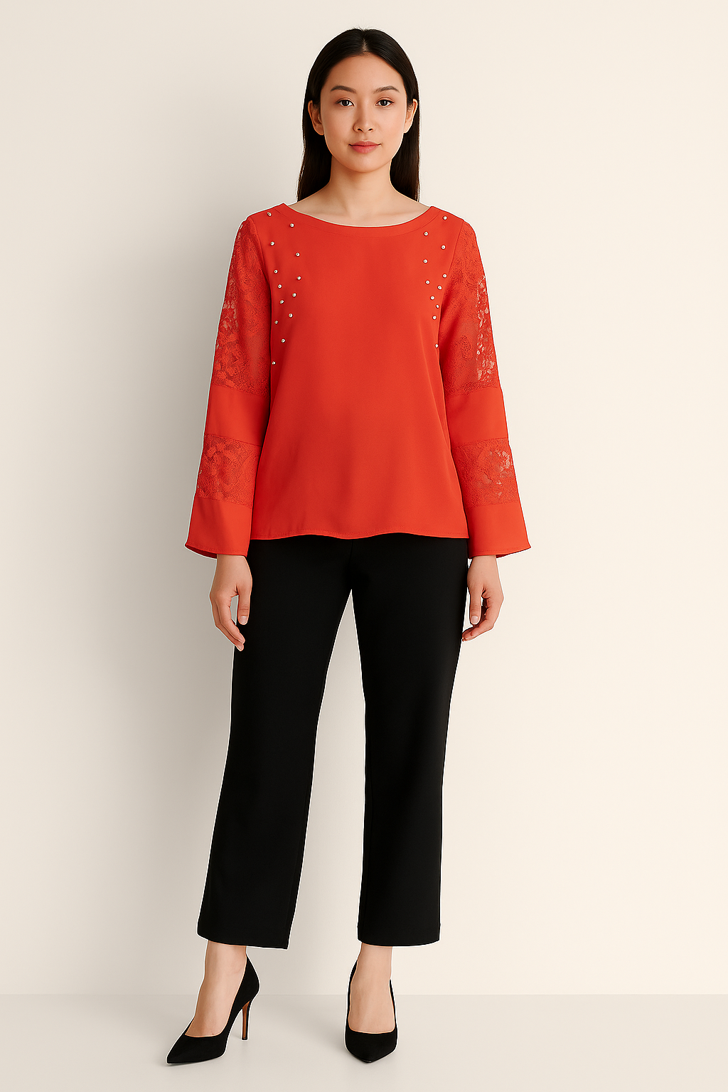Crimson Bloom Pearl Top