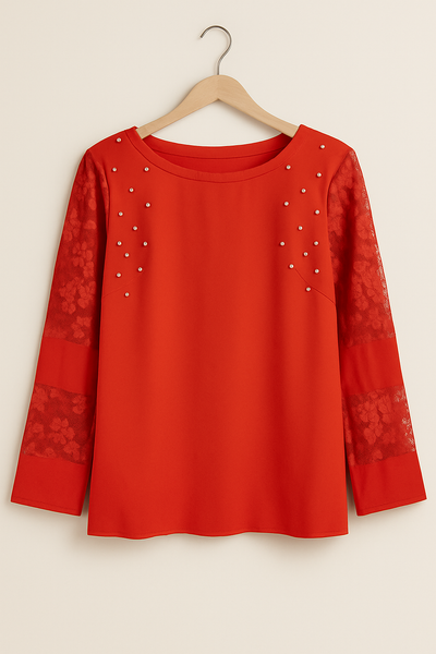 Crimson Bloom Pearl Top