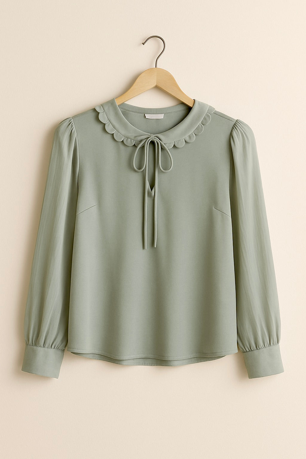 Sage Petal Tie-Neck Blouse