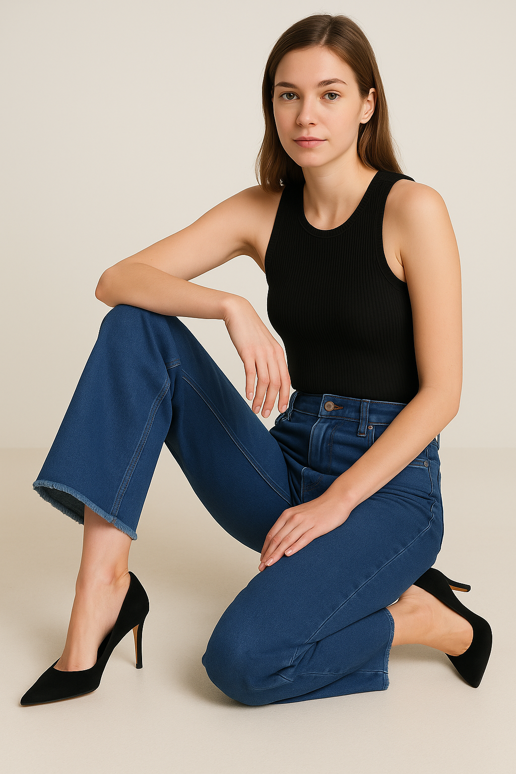Indigo Edge Wide-Leg Jeans
