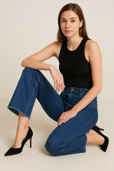 Indigo Edge Wide-Leg Jeans